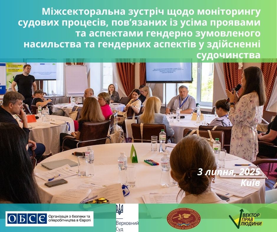 Міжсекторальна зустріч з питань судового моніторингу справ щодо гендерно зумовленого насильства та гендерних аспектів здійсненні судочинства: обговорили підходи, потреби та перспективи